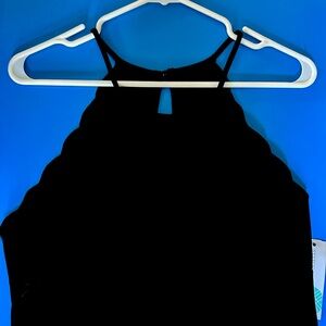 NWT. Black, Nine Britton a-line dress with scalloped arm detail.